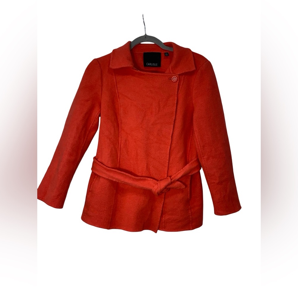 Carlisle zip up wool blend salmon pink jacket with pockets size 12